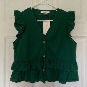 Petal & Pup ruffle green blouse